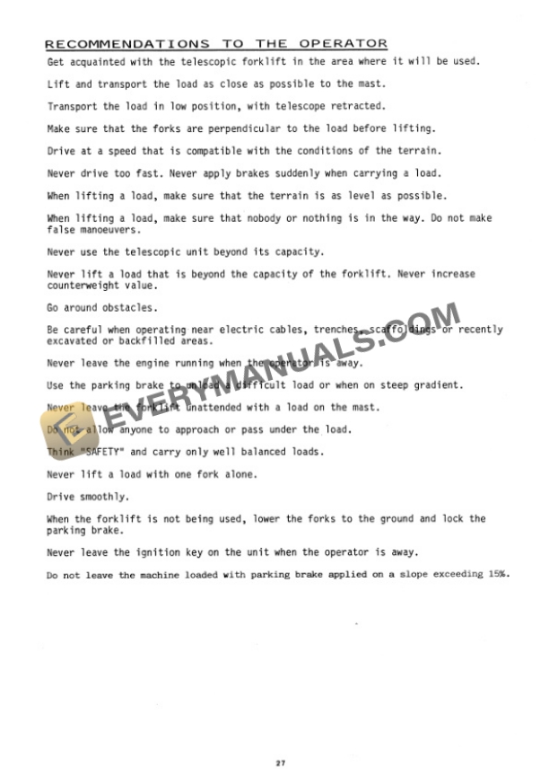 Manitou Maniscopic MT 222-225-231 CP, MT 422-425-431 CP, MT 222-225 CP Turbo, MT 422-425 CP Turbo, MT 425 CP Turbo (Farm Loader) Operator Manual 47824EN-2