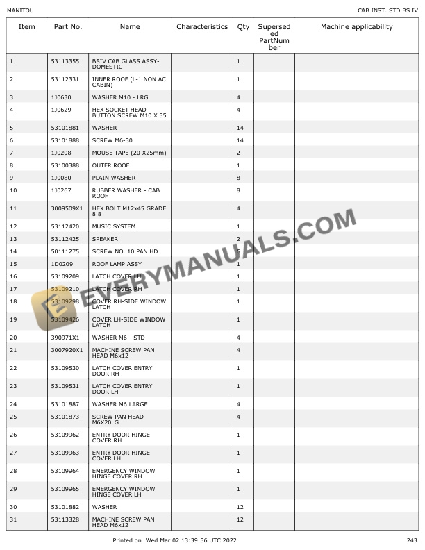 Manitou MBL745 RANGER Parts Manual 53114989A 7 Manitou MBL745 RANGER Parts Manual 53114989A - Image 5