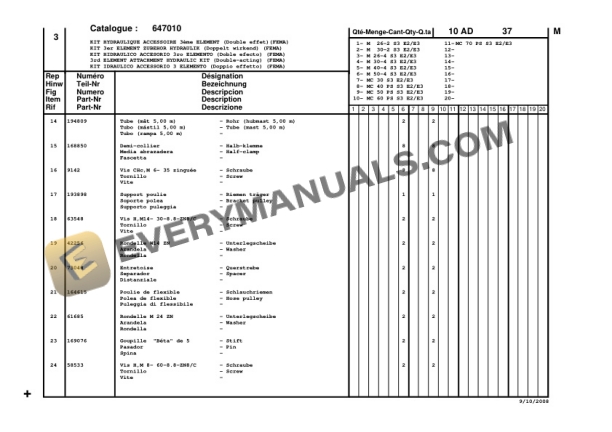 Manitou MC 30 Series 3-E2 to MC 70 POWERSHIFT Series 3-E3 Parts Manual CD647010-2