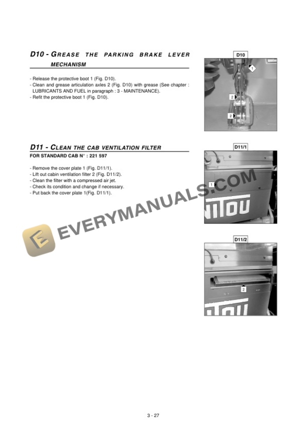 Manitou MC 40 POWERSHIFT to MC 70 Turbo POWERSHIFT Operator Manual 547309EN-5