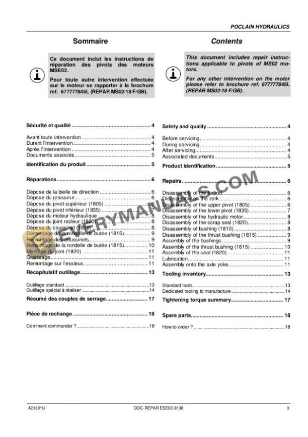 Manitou MG02 Wheel Motor On Pivot Repair Manual 647676 FR-EN-2