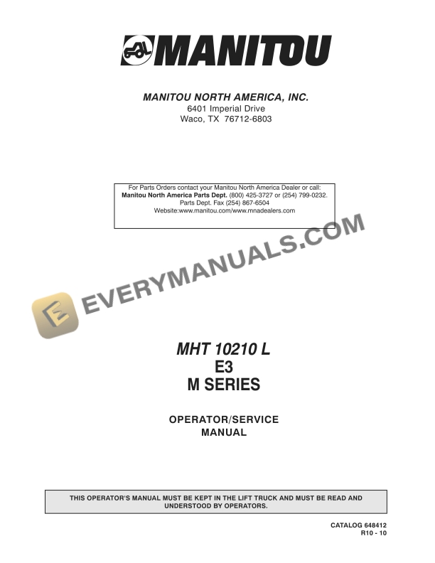 Manitou MHT 10210 L M SERIES E3 Service Manual 648412