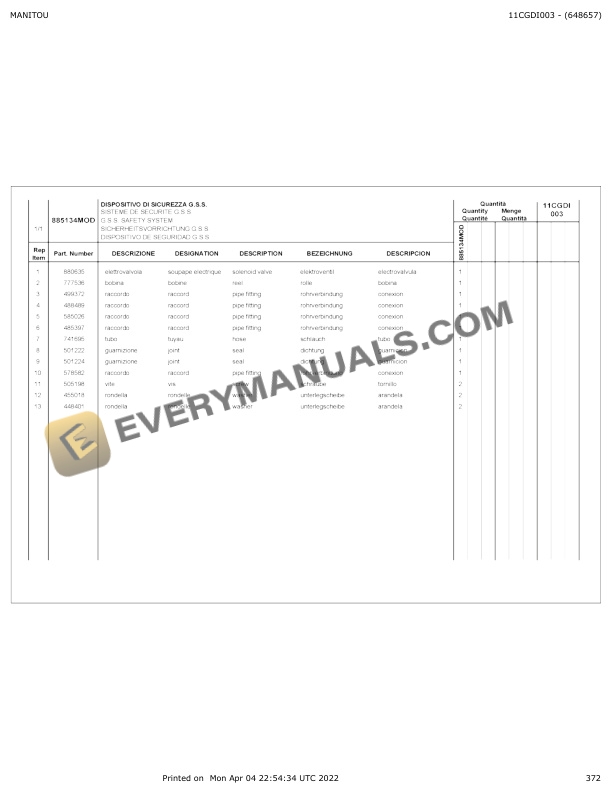 Manitou MHT 10225L, MHT-X 10225L Parts Catalog 648657 6 Manitou MHT 10225L, MHT-X 10225L Parts Catalog 648657 - Image 4