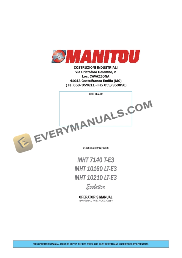 manitou mht 7140 t e3 mht 10160 lt e3 mht 10210 lt e3 evolution operator manual 648584en 1