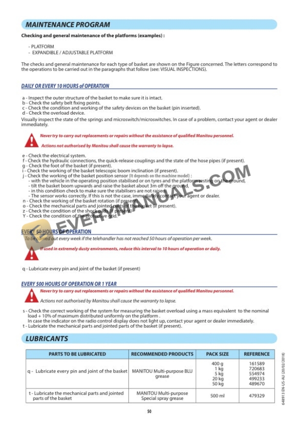 Manitou MHT-X 790 104J ST3A S1 to MHT 10230 129M ST4 S1 648913EN-4