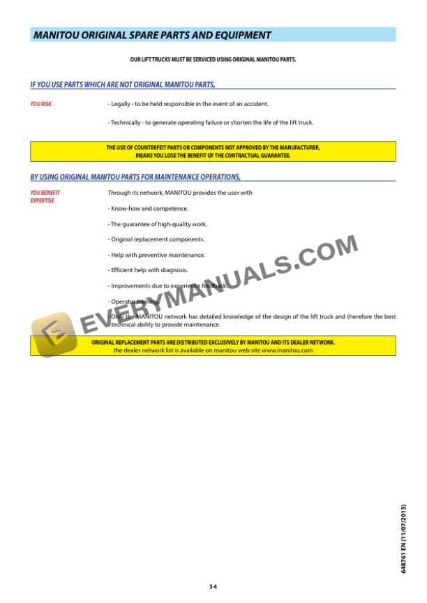 Manitou MHT-X 860 L-E3( Mine Spec) Operator Manual 648761EN-4