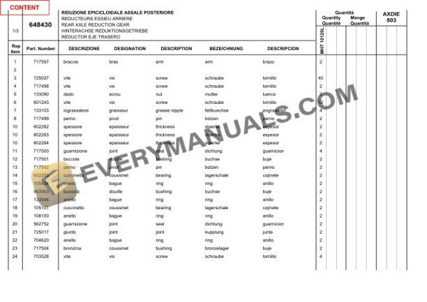 Manitou MHT10120 M Series-E3 Parts Manual 648430-4