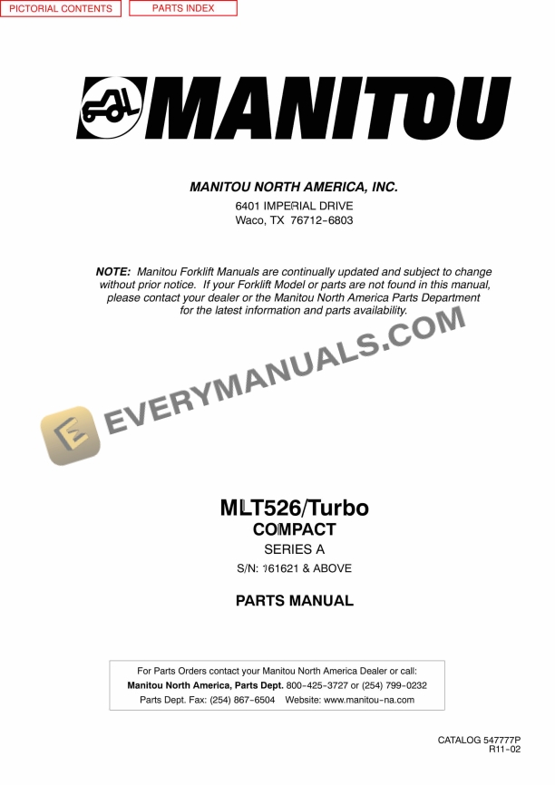 manitou mht526 turbo series a parts manual 547777p 1