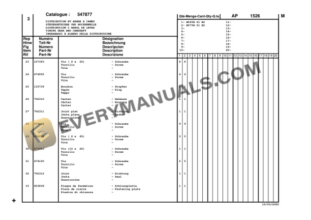 Manitou MI 60 H Series 1-E2, MI 70 H Series 1-E2 Parts Manual CD547877-5