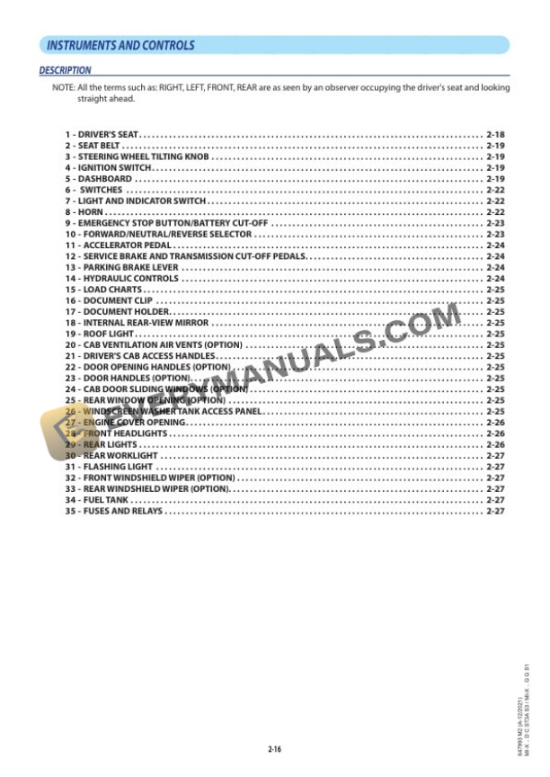 Manitou MI-X 50L D C ST3A S3 to MI-X 70 G G S1 Operator Manual 647993EN-USM2A122021 5 Manitou MI-X 50L D C ST3A S3 to MI-X 70 G G S1 Operator Manual 647993EN-USM2A122021 - Image 3