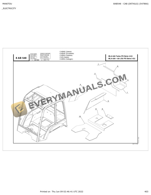 Manitou MLA 628 Turbo PS S3-E2, MLA 628-120 LSU PS S3-E2 Parts Catalog 547866 7 Manitou MLA 628 Turbo PS S3-E2, MLA 628-120 LSU PS S3-E2 Parts Catalog 547866 - Image 5