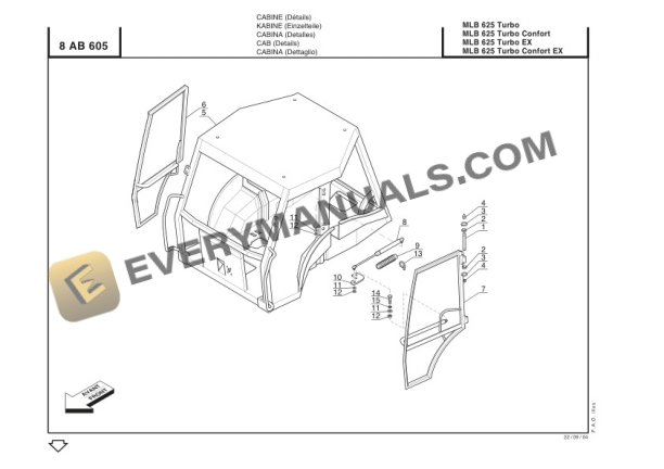 Manitou MLB 625 Turbo Series 1-E2, MLB 625 Turbo Confort Series 1-E2, MLB 625 Turbo EX Series 1-E2, MLB 625 Turbo Confort EX Series 1 Parts Manual CD547878-2