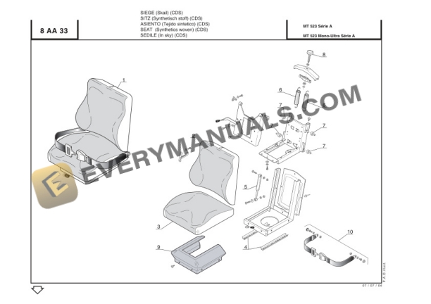 Manitou MLT 523 Turbo Series A, MT 523 Series A, MLT 523 Turbo Mono-Ultra Series A, MT 523 Mono-Ultra Series A Parts Manual CD547790-2