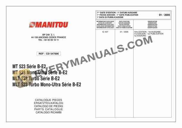 manitou mlt 523 turbo series b e2 mt 523 series b e2 mlt 523 turbo mono ultra series b e2 mt 523 mono ultra series b parts manual cd547896 1
