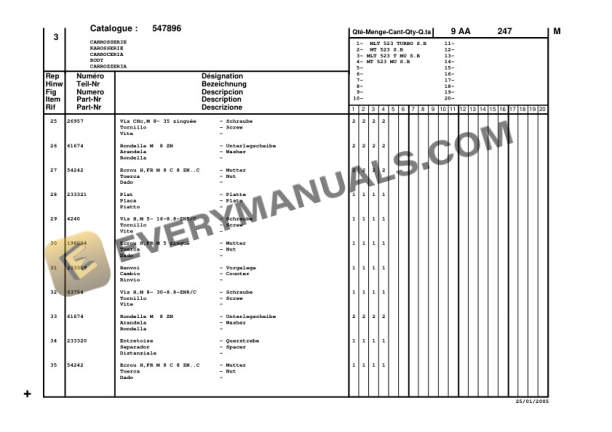 Manitou MLT 523 Turbo Series B-E2, MT 523 Series B-E2, MLT 523 Turbo Mono-Ultra Series B-E2, MT 523 Mono-Ultra Series B Parts Manual CD547896-3