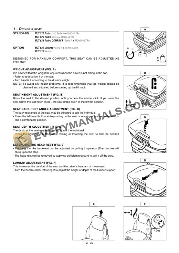 Manitou MLT 526 Compact Serie A to MLT 526 Turbo Compact Mono-Ultra Serie A Operator Manual 547777EN-3
