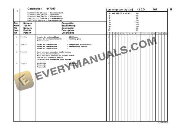 Manitou MLT 625-75 H S1-E3 Parts Manual 51900005-4