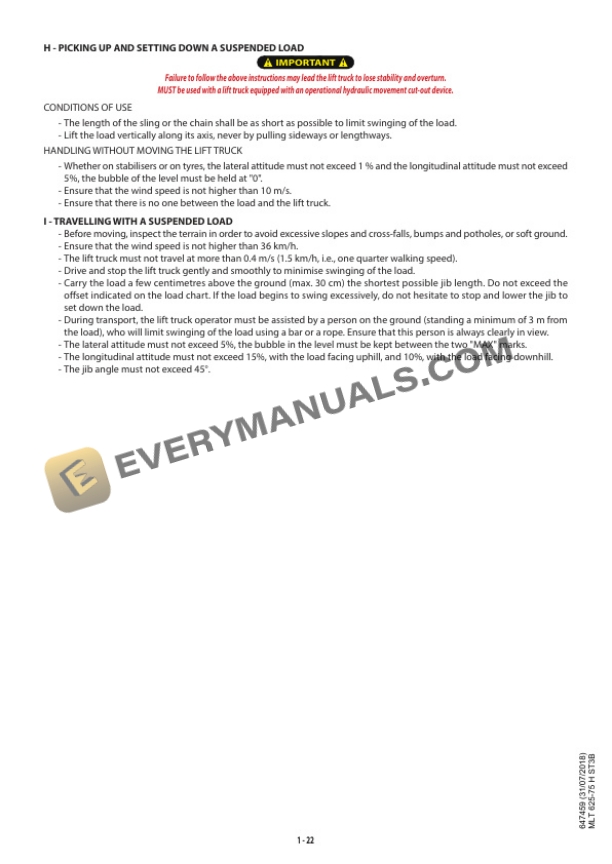 Manitou MLT 625-75 H ST3B Operator Manual 647459US 4 Manitou MLT 625-75 H ST3B Operator Manual 647459US - Image 2