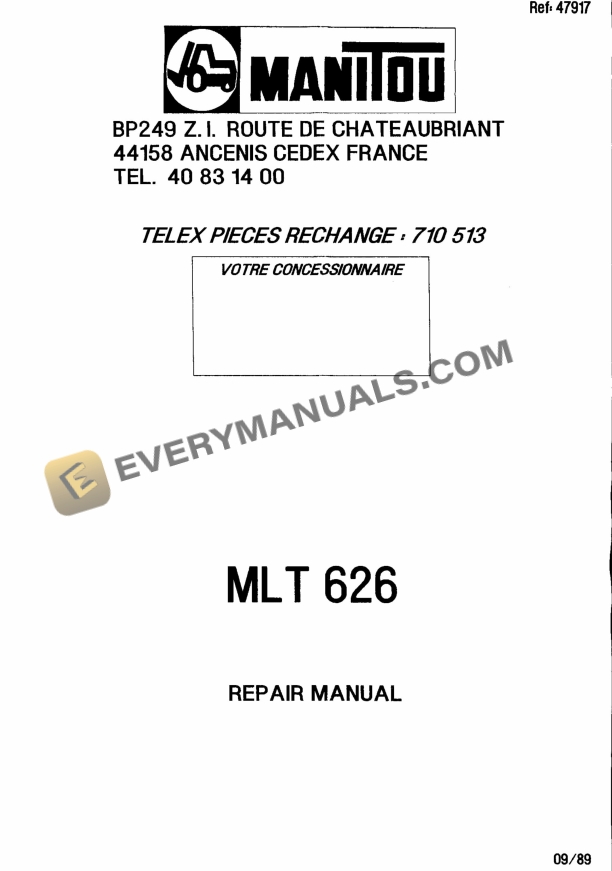 manitou mlt 626 repair manual 47917 1