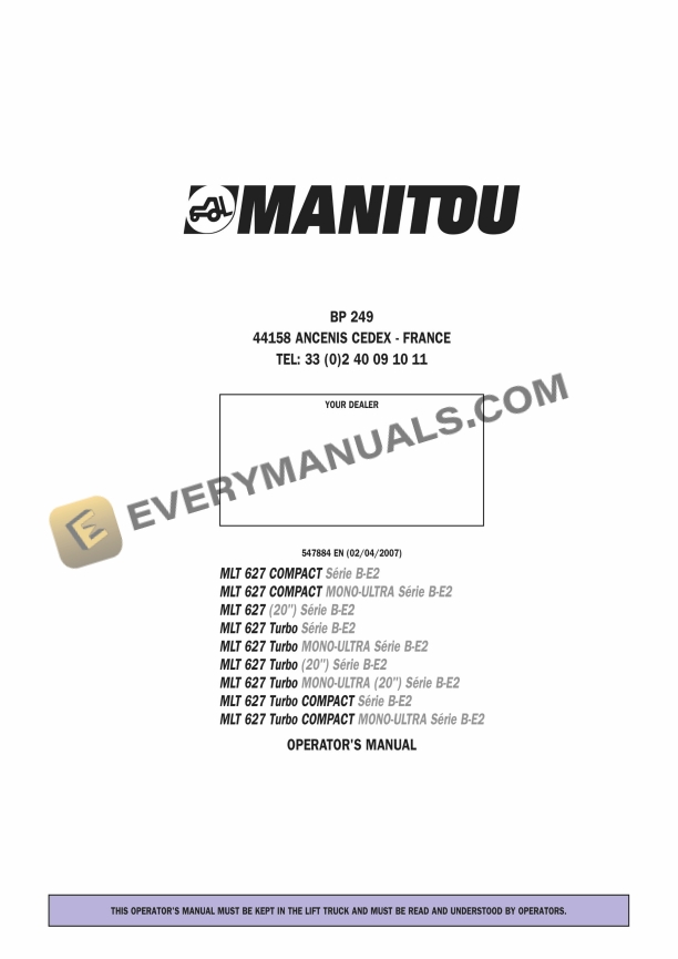 manitou mlt 627 compact sb e2 to mlt 627 turbo compact mono ultra sb e2 operator manual 547884en 1