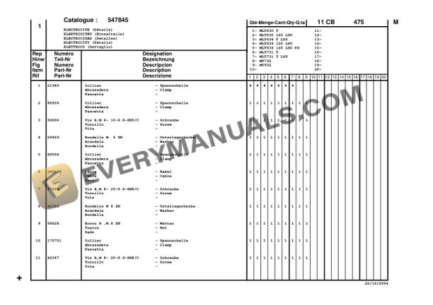 Manitou MLT 630 T SB-E2 to MT 932 SB-E2 Parts Manual CD547845-4