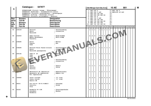 Manitou MLT 630 Turbo Series D-E3 to MLT 1035 L Turbo LSU Series 4-E3 Parts Manual CD547977-3