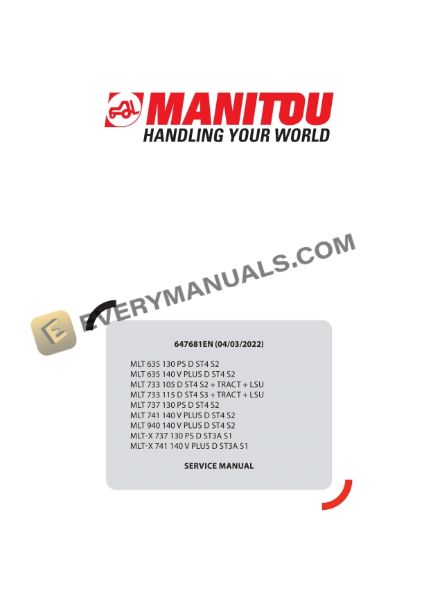 Manitou MLT 635 130 PS D ST4 S2 to MLT-X 741 140 V PLUS D ST3A S1 Service Manual 647681EN