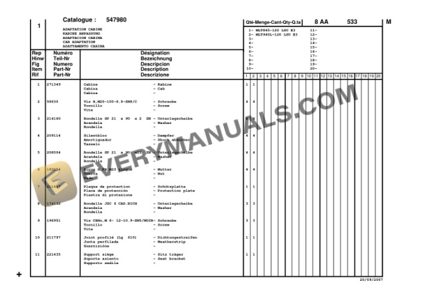 Manitou MLT 845 120 LSU S.3-E3, MLT 940 L 120 LSU S.3-E3 Parts Manual CD547980-2