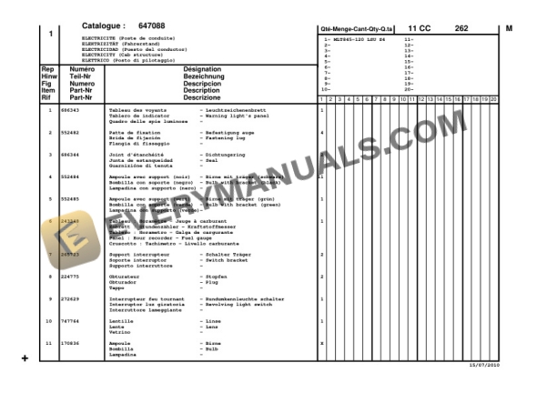 Manitou MLT 845-120 LSU S4 E3 Parts Manual 51900004-4