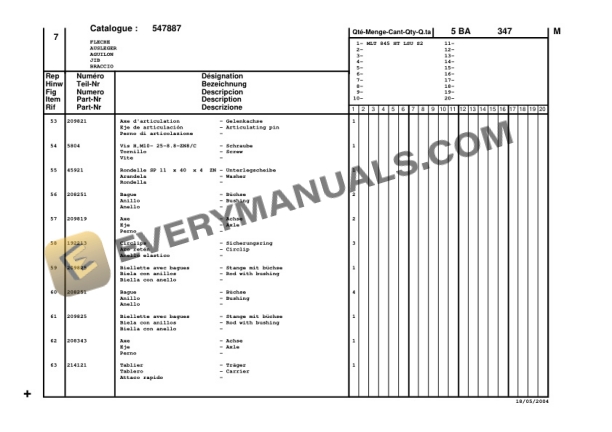 Manitou MLT 845 H T LSU S2-E2 Parts Manual CD547887-2