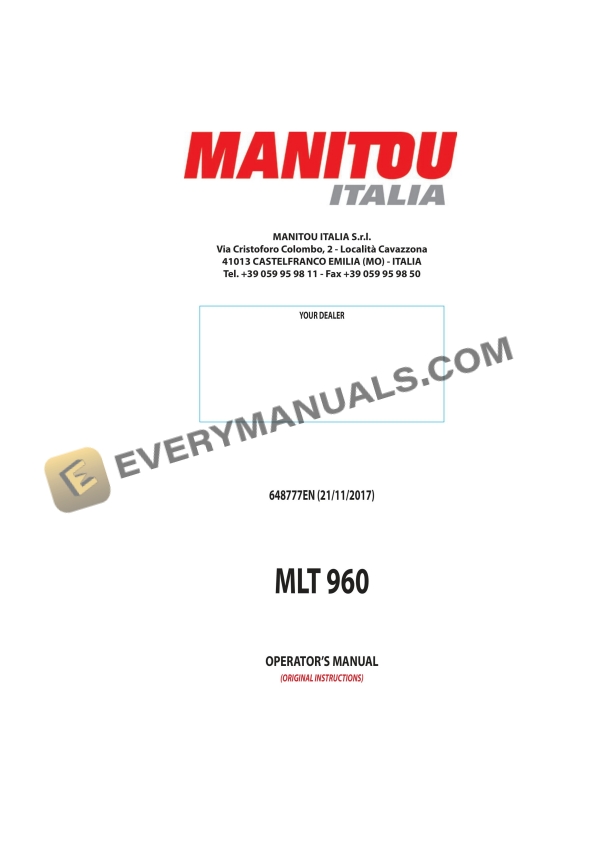 manitou mlt 960 operator manual 648777en 1