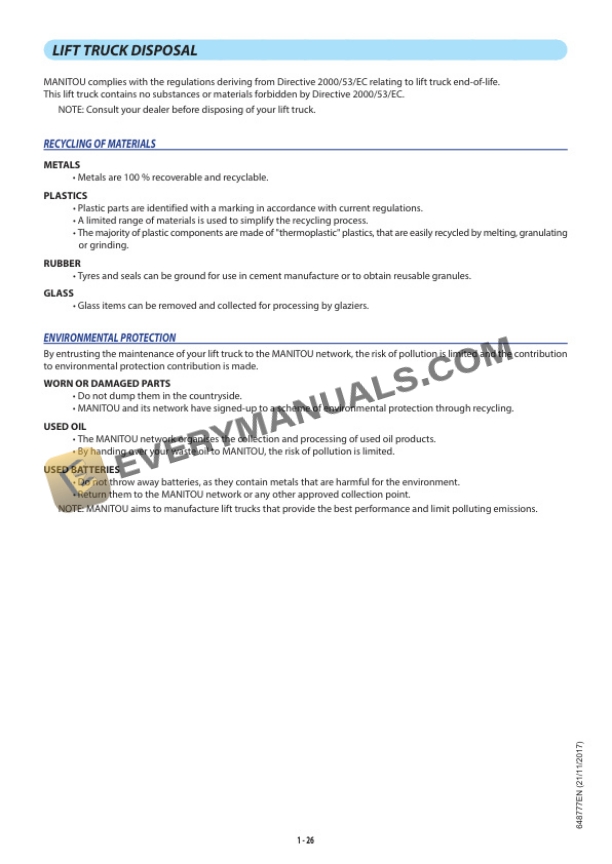 Manitou MLT 960 Operator Manual 648777EN-2