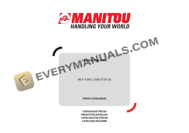 manitou mlt x 845 120m st3a s6 parts manual 649225 1