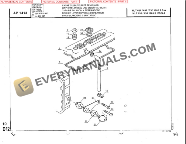 Manitou MLT629T, MLT633TLS, MTL730TW(120)LS Series A Parts Manual 547785P-5