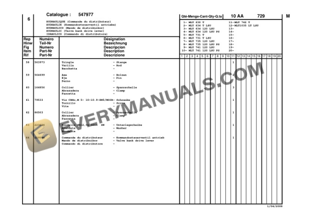 Manitou MLT735 120 LSU Series 4-E3 Parts Manual 547977P-3