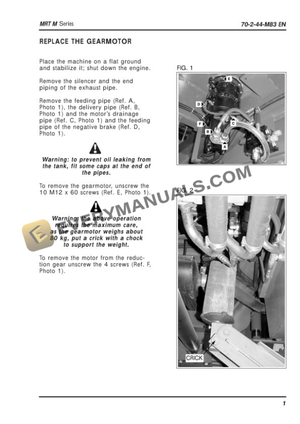 Manitou MRT 1432-1542-1742 (360) M Series Repair Manual 10-2-13-M72EN-3