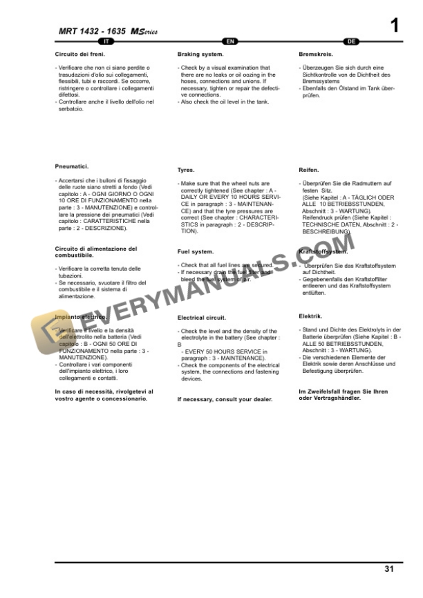 Manitou MRT 1432-1635 (360-400) M Series E3 Operator Manual 648438 IT-EN-DE-2