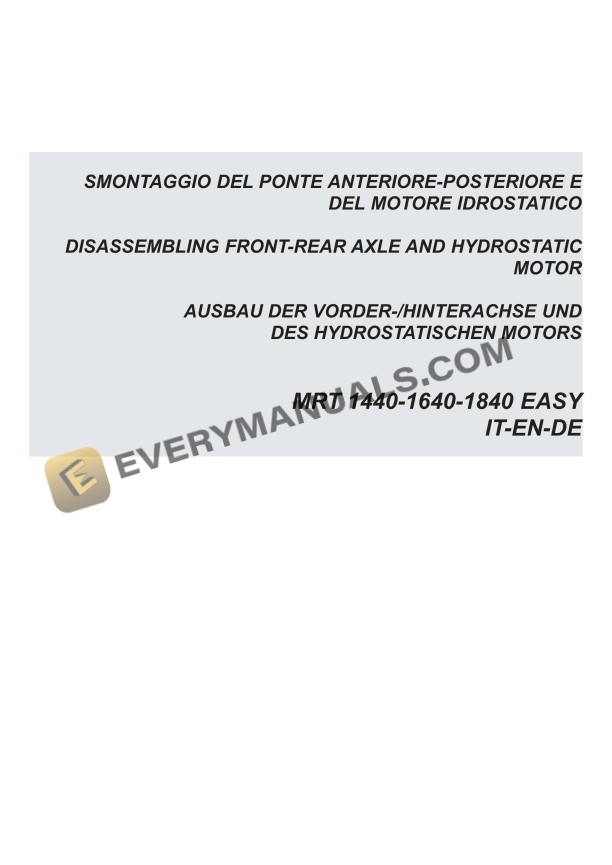 Manitou MRT 1440-1640-1840 EASY Repair Manual 648608EN IT-EN-DE