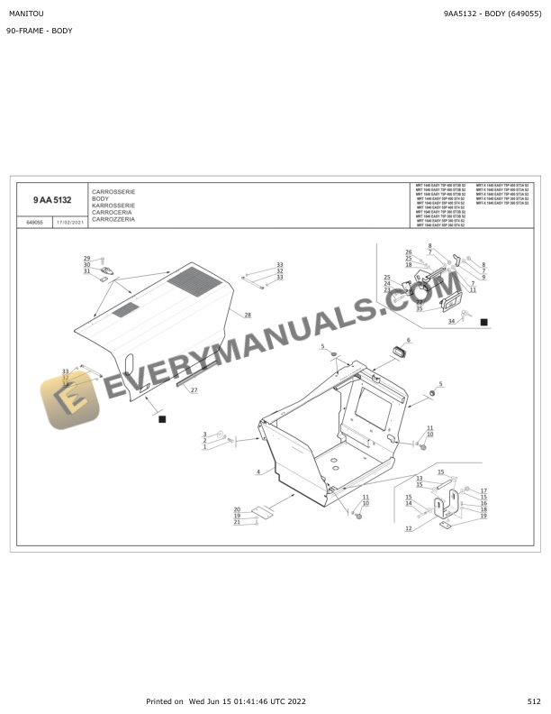 Manitou MRT 1440 EASY 75P 400 ST3B S2 to MRT-X 1840 EASY 75P 360 ST3A S2 Parts Catalog 649055 6 Manitou MRT 1440 EASY 75P 400 ST3B S2 to MRT-X 1840 EASY 75P 360 ST3A S2 Parts Catalog 649055 - Image 4