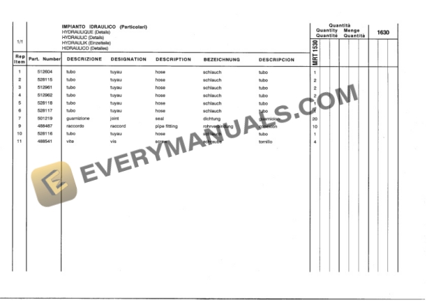 Manitou MRT 1530 360 Parts Manual 648156-5