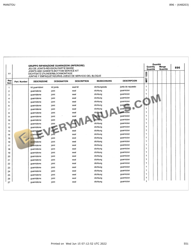 Manitou MRT 1530 M Series Parts Manual 648203 7 Manitou MRT 1530 M Series Parts Manual 648203 - Image 5