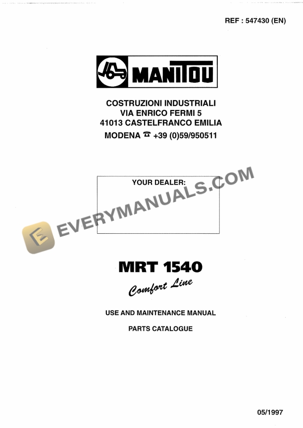 manitou mrt 1540 comfort line use and maintenance manual 547430en 1