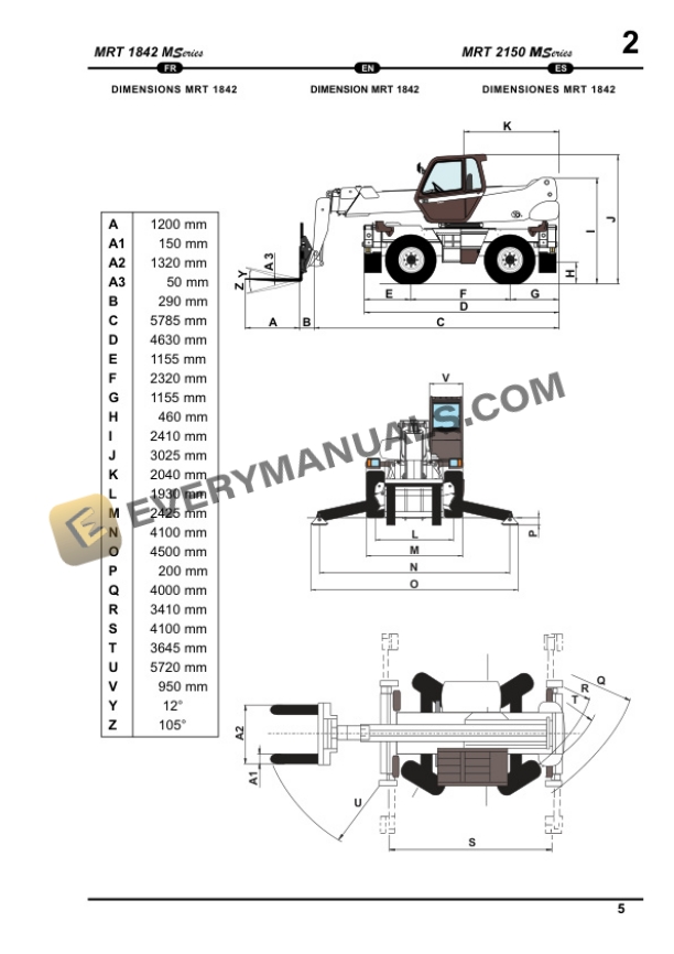 Manitou MRT 1842 (360-400) M Series E2 User Handbook 648328 FR-EN-ES-2