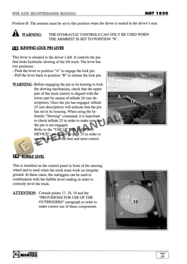 Manitou MRT 1850 Comfort Line Use and Maintenance Manual 547567EN-2