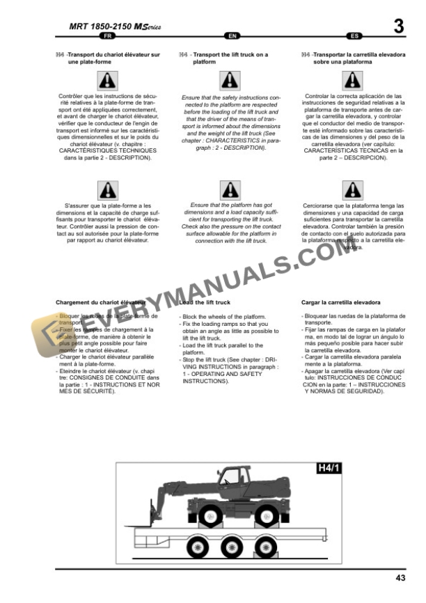Manitou MRT 1850 M Series E2, MRT 2150 M Series E2 Operator Manual 648216 FR-EN-ES-3