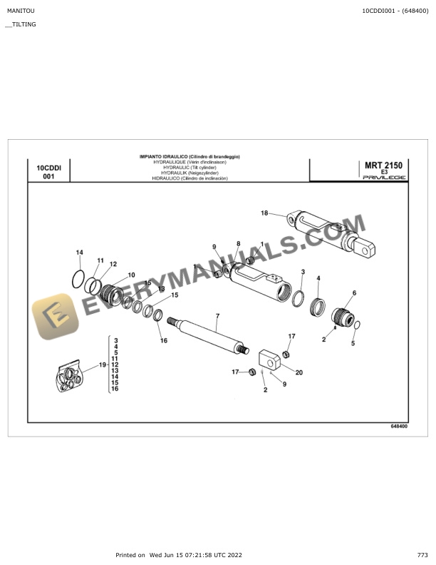 Manitou MRT 2150 E3 Privilege Parts Catalog 648400 7 Manitou MRT 2150 E3 Privilege Parts Catalog 648400 - Image 5