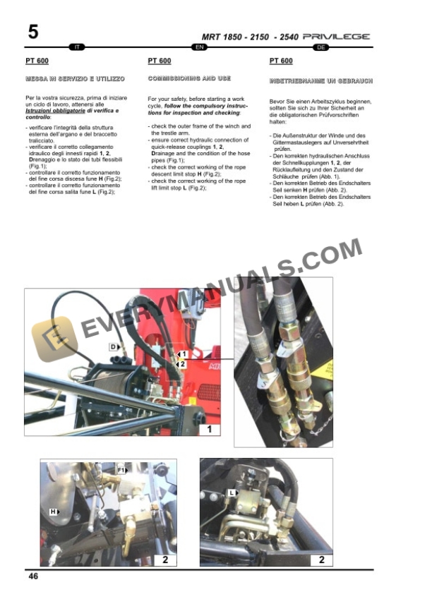 Manitou MRT 2150 Privilege E3 Operator Manual 648395-2