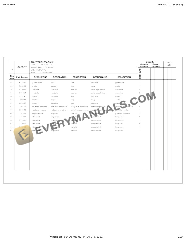 Manitou MRT 2540 E3 Privilege Parts Manual 648632 6 Manitou MRT 2540 E3 Privilege Parts Manual 648632 - Image 4