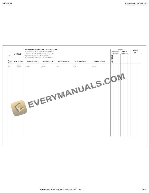 Manitou MRT 2540 E3 Privilege Parts Manual 648632 7 Manitou MRT 2540 E3 Privilege Parts Manual 648632 - Image 5