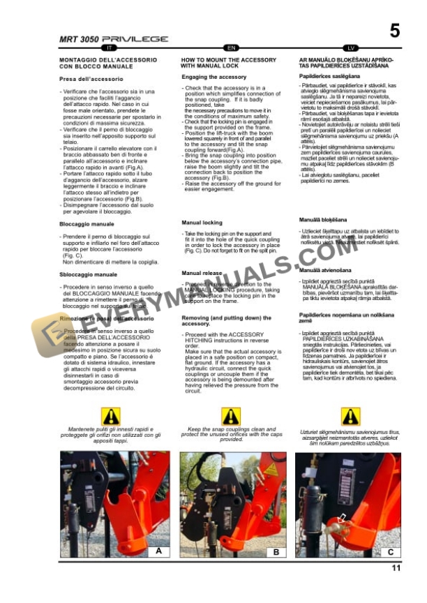 Manitou MRT 3050 Privilege Operator Manual 648386 IT-EN-LV-2